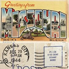 Postcard MO Large Letter Greetings from Missouri Seein's Believin' Linen 1939 picture