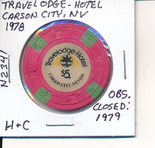 $5 CASINO CHIP -TRAVELODGE HOTEL CARSON CITY NV 1978 H&C #N2341 OBS CLOSED 1979 picture