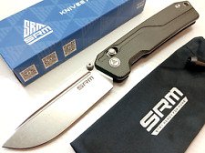 SRM 7228L Large MB1 Micarta 10Cr15CoMoV Blade Ambi Axis Lock EDC Pocket Knife picture