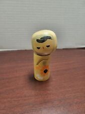 Kokeshi Doll Painted Carved Flowers Kimono Wood Vintage  picture