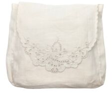 VINTAGE LINEN CREAM NAPKINS Set of (8) Hemstitched w/Linen Embroidered Pouch 11