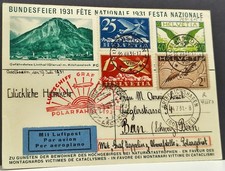 1931 Swiss Federal Celebration (Bundesfeier) postcard LZ 127 Graf Zeppelin Polar picture