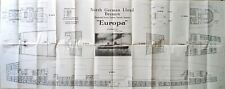 SS EUROPA North German Lloyd Line Third Class Accommodations Deck Plan 9/1934 picture