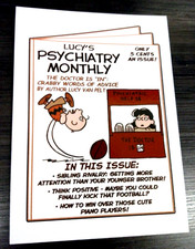 2017 Wacky Packages 50th Anniversary "LUCY'S PSYCHIATRY MONTHLY" SEPIA Sticker picture