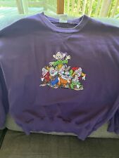 Vintage 90’s The DISNEY Store Snow White 7 Dwarves Purple  Fleece Sweatshirt picture