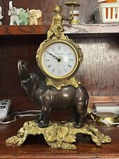 Imperial Italian Brevettato Bronze Metal Elephant Clock. picture