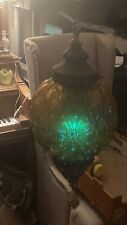 Vtg MCM Gilbert Light Amber Glass Hanging Swag Light Lamp Works picture