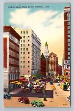 Hartford CT-Connecticut, Looking Down Main Street, Antique Vintage Postcard picture