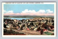 Lakeport NH-New Hampshire, Birds Eye View Of Town, Lake Opechee Vintage Postcard picture