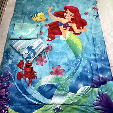 Vintage 90s Disney Little Mermaid Comforter Pillow Case Flat and Fitted Sheet picture