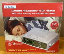 New S Tech Carbon Monoxide Alarm Clock Am/Fm Radio Voice Warning Battery Back-up picture