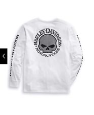harley davidson Wille  G Embroidered skull collection long sleeve shirt white L picture