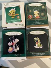 Lot Of 4 Hallmark Looney Tunes Miniature Ornaments. picture