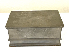 Antique Chinese Kut Hing Pewter Swatow Box - Dragon Design picture