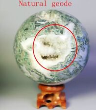 1.36lb Natural Moss Agate Geode Quartz Crystal Sphere Ball Mineral Specimen picture
