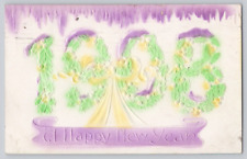 Postcard Happy New Year Embossed c 1907 1908 picture
