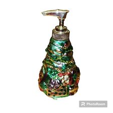 Vintage Ceramic Blown Glass 1996 Allure Christmas Tree Presents Soap Dispenser picture