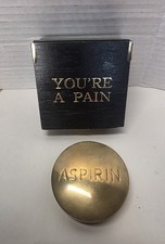 Vintage Brass ASPIRIN Round Trinket Box picture