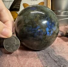 1.1Lb Natural labradorite ball rainbow quartz crystal sphere gem reiki healing picture