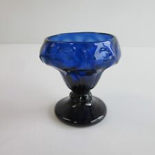 Antique Rare Blown Glass Blue Crude Footed Master Salt Cellar Pontil Early Glass picture