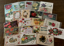 Lot of 23 Antique~ BIRTHDAY~Greetings Postcards with Roses & Flowers~k-171 picture