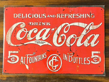 Coca-Cola At Fountains & In Bottles Novelty Metal Sign 12