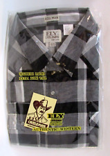 Ely Cattleman Shirt Black White Plaid Mens 4X Big Man Pearl Snap Western Rodeo picture