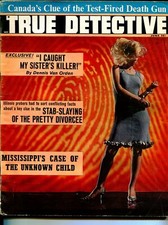 MAG: True Detective 6/1966-psycedelic cover-handcuffed blonde babe-violent cr... picture