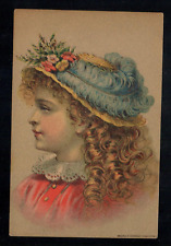 Vintage 1880's Trade Card Peiser's Hat Maker 8th Ave. New York City NY Girl picture