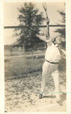 Postcard RPPC C-1910 Man playing tennis Sports action 23-1034 picture