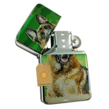 German Shepherd Cute Puppy Pocket Lighter Silver Refillable picture