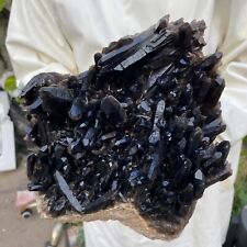 7lb Large Natural Black Smoky Quartz Crystal Cluster Rough Mineral Specimen picture