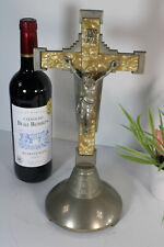Vintage belgian Spelter metal crucifix cross  picture