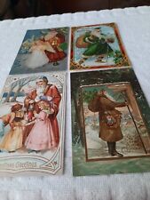 Four Antique SANTA Postcards Early 1900s Printed In Germany EMBOSSED ORIGINALS  picture