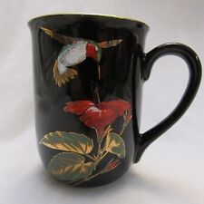 Otagiri Japan Hummingbird & Flower Black Ceramic Mug picture