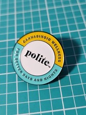 Polite Cannabinoid Wellness Black Metal Tone Lapel Pin picture