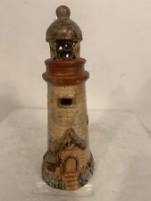 Vntg Lighthouse Figurine 8” Ceramic Decor Brown Glossy Art Pottery See Photos picture
