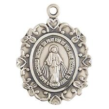 Beautiful Silver Miraculous Catholic Medal Size .75 in H with 18 in Chain picture