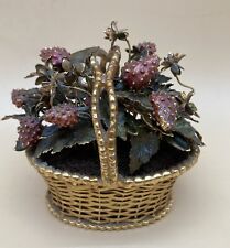 Vtg  JANE HUTCHESON  Fleurs des Siecles Strawberry Basket  Metal w/enamel Finish picture