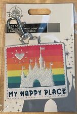 Disney Parks My Happy Place Castle Bag Charm Zipper Pull New Rainbow Pride  picture