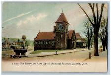 1907 Library Anna Sewel Memorial Fountain Ansonia Connecticut CT Posted Postcard picture