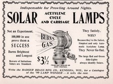 1899 b Badger Brass Solar Acetylene Cycle Carriage Lamps Print Ad picture