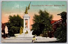 Francis Scott Key Monument Baltimore Maryland Statue Memorial Vintage Postcard picture