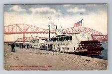 Winona MN-Minnesota, Excursion Boats And Bridge, Antique Vintage c1908 Postcard picture