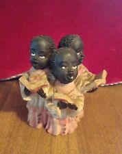 Vintage African American 3 Choir Angels Singing Figurine 3.5