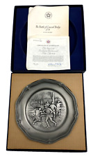 The Battle Of Concord Bridge Franklin Mint Pewter Decorative Carved Plate 1976 picture