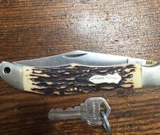 Vintage SCHRADE 127UH UNCLE HENRY Liner Lock Folding Hunter Pocket Knife/Sheath picture