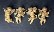 Vintage Cherub Christmas Ornaments Depose Italy Set Of Four 4.75” picture