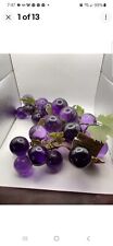 Vintage Lucite Grapes On Driftwood Purple Cluster MCM Large 12” Long 5.5 lbs picture
