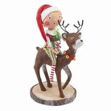 Lori Mitchell Run Run Reindeer Boy Christmas Figurine Folk Art Figure picture